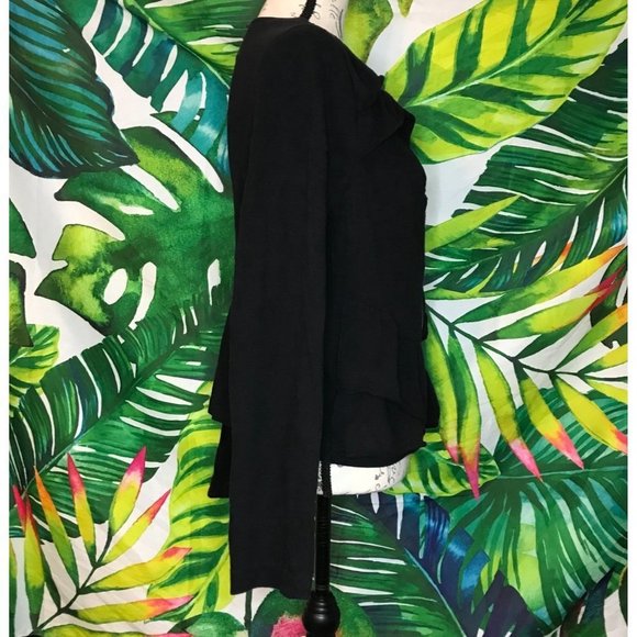 GUC John Paul Richard Women's Medium Black Ruffle Front Full Zip Short Jacket - Picture 6 of 8